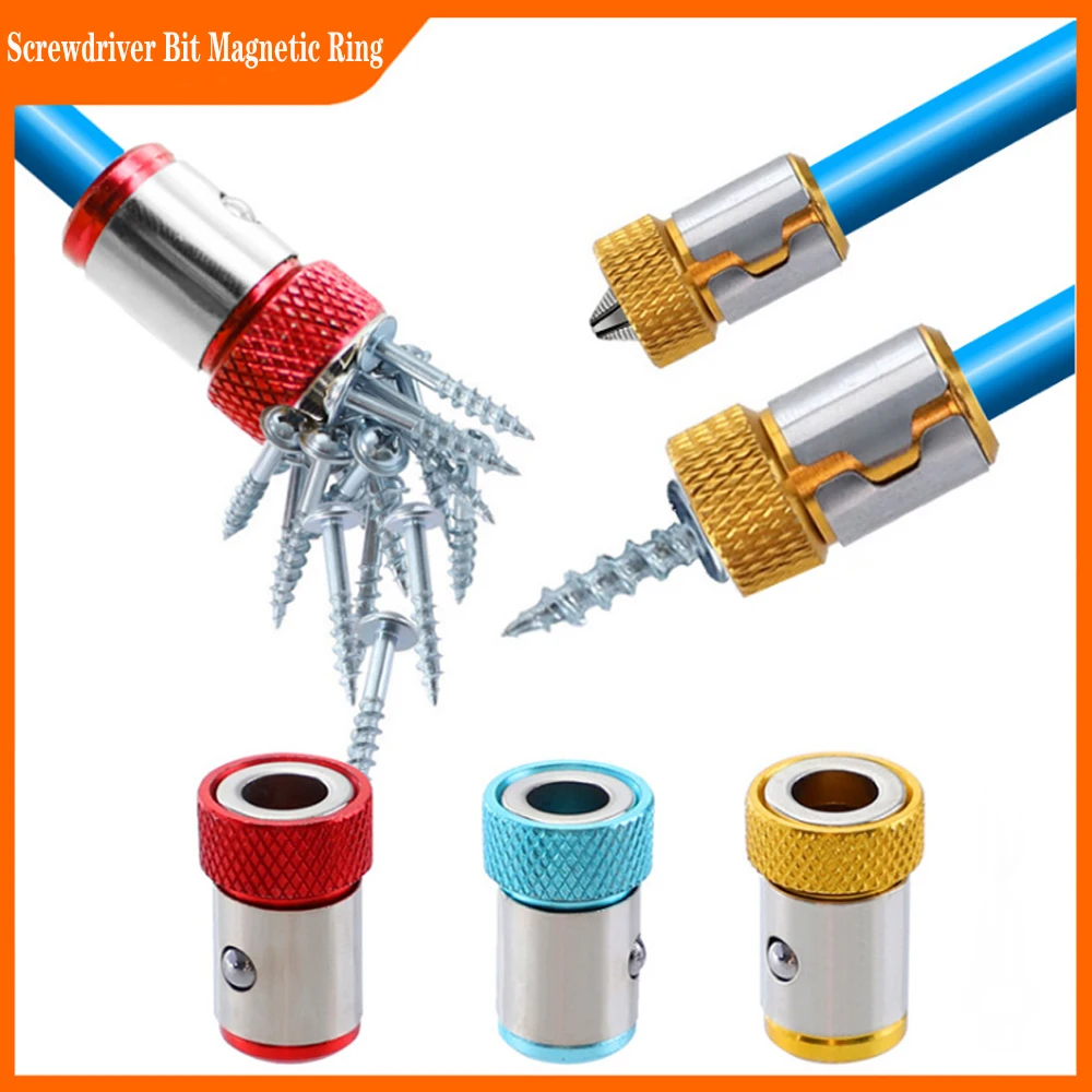 3Pcs/4Pcs Universal Magnetic Ring 1/4” Metal Screwdriver Bit 6.35mm Shank Anti-Corrosion Drill Bit Magnet Powerful Ring