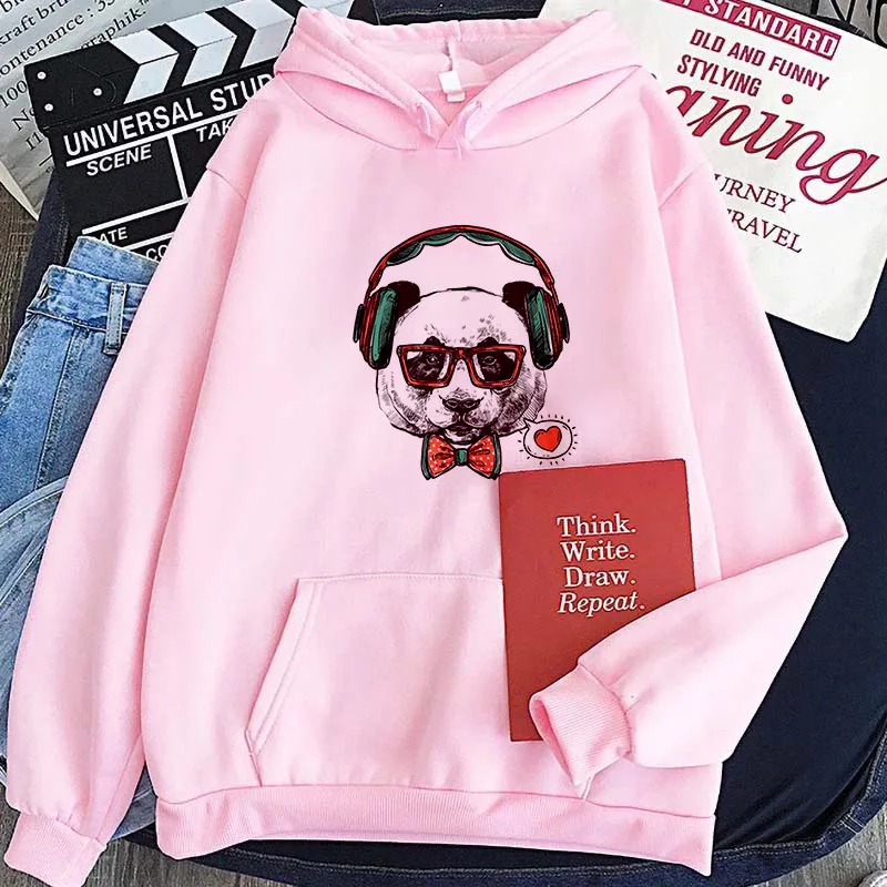 

Fashion Music-loving animals Printed Fashion hoodies women sweatshirt woman Tops coat winter autumn Pocket hoodie clothes Female