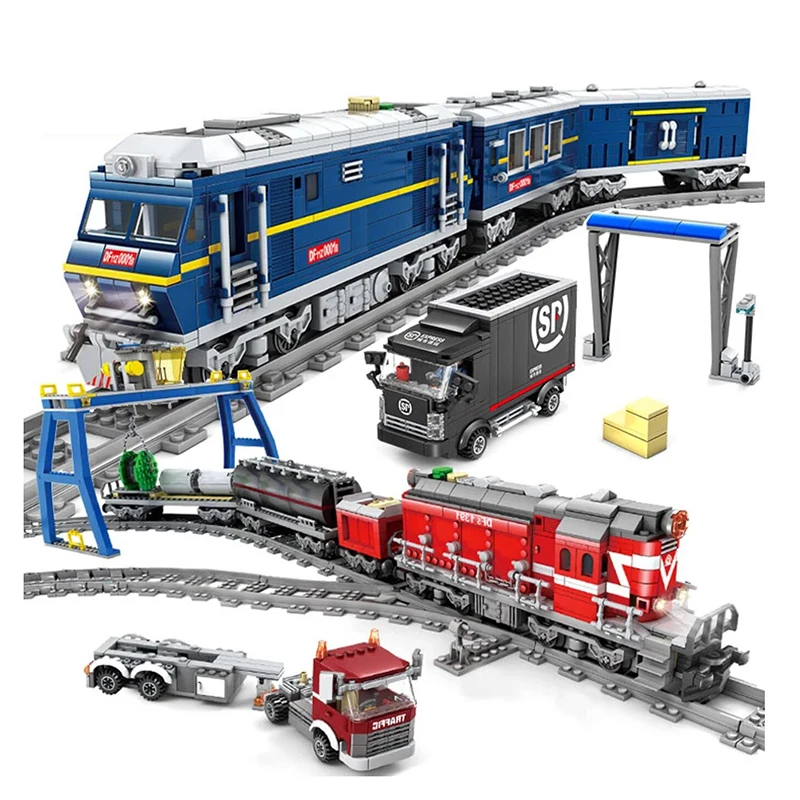 City High-Tech Train Harmony High-speed Rail Electric Motor Military Car Building Blocks RC Track Bricks Kid Toy