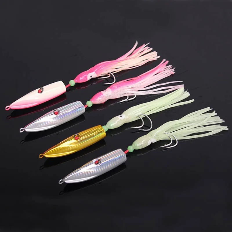 2pcs Inchiku lead  Jig Slow Jig Bottom Ship Luminous Lures Metal   Octopus Skirt Squid Bait Assist Hook  150G 180G 200G 2PC/LOT