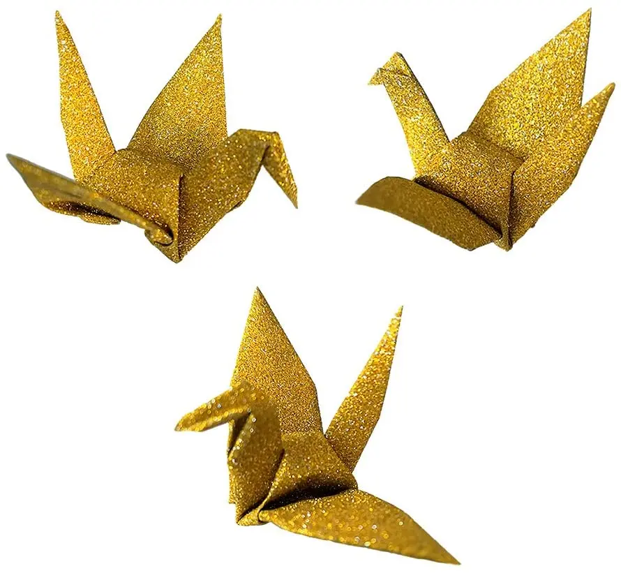 15cm Origami Paper Crane Lucky Bell String Garland Handmade Bird For Wedding Birthday Baby Shower Party Backdrop Home Decoration