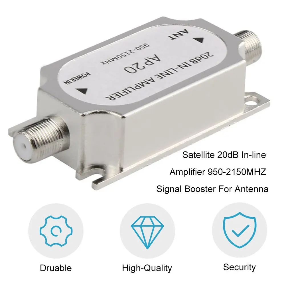 Satellite 20dB In-line Amplifier Booster 950-2150MHZ Signal Booster For Dish Network Antenna Cable Run Channel Strength