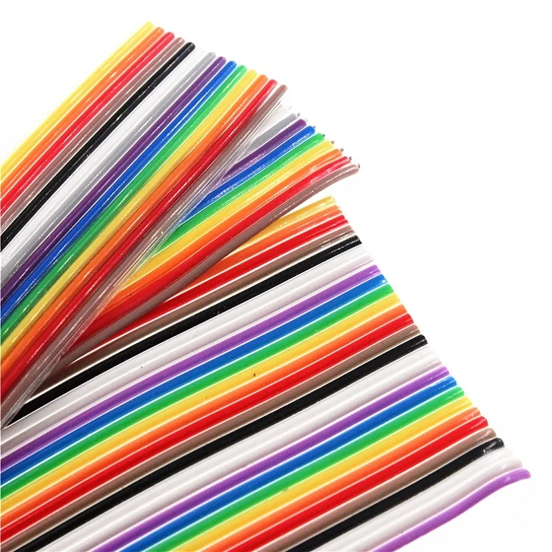 1Meter 10P/12P/14P/16P/20P/26P/34P/40P/50P 1.27mm PITCH Color Flat Ribbon Cable Rainbow DuPont Wire for FC Dupont Connector