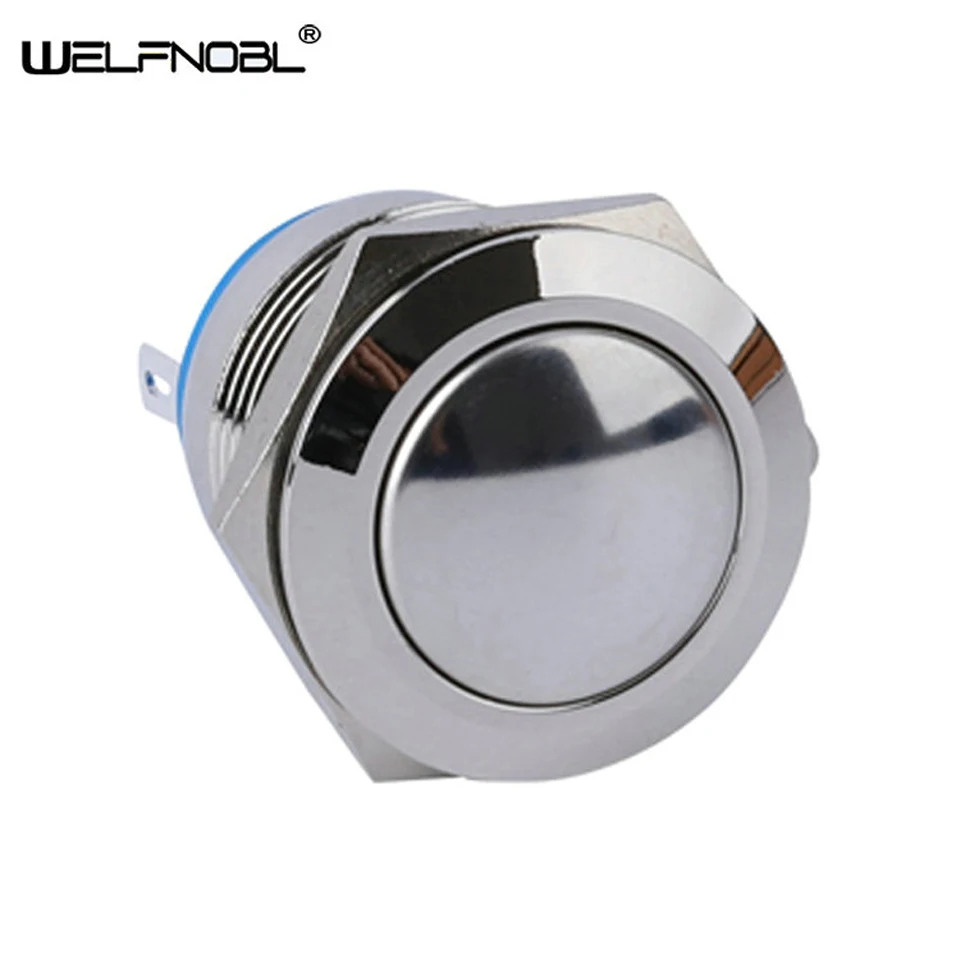 

Waterproof 19mm Domed Round Head Switch 1NO Metal 2Pin Momentary Electric Auto Reset Push Button Switch