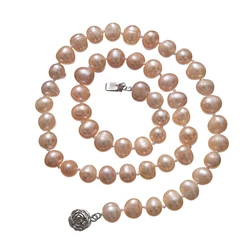 Pink Natural Freshwater Pearl Beads High Quality Necklace Round DIY Tie Elegant Necklace Jewelry Making 18inches