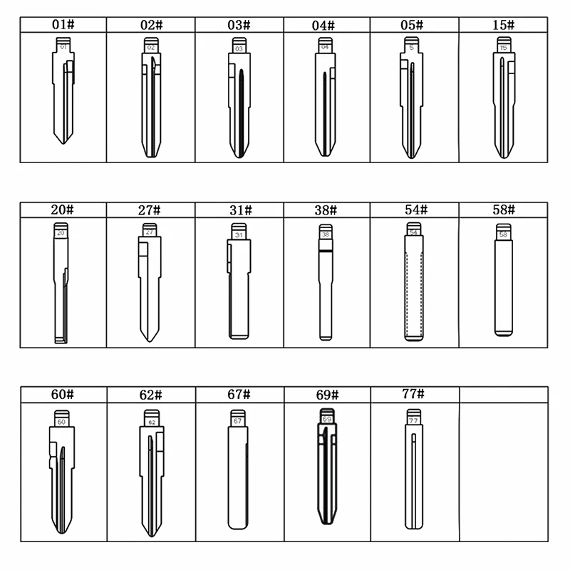 5PCS Car Key Blank HU49 TOY43 TOY43AT HON58 CY24 MIT8 NSN11 MIT11 TOY38R MAZ24 #01 #02 #03 #04 #05 #06 #07 #08 #09 KD Blade