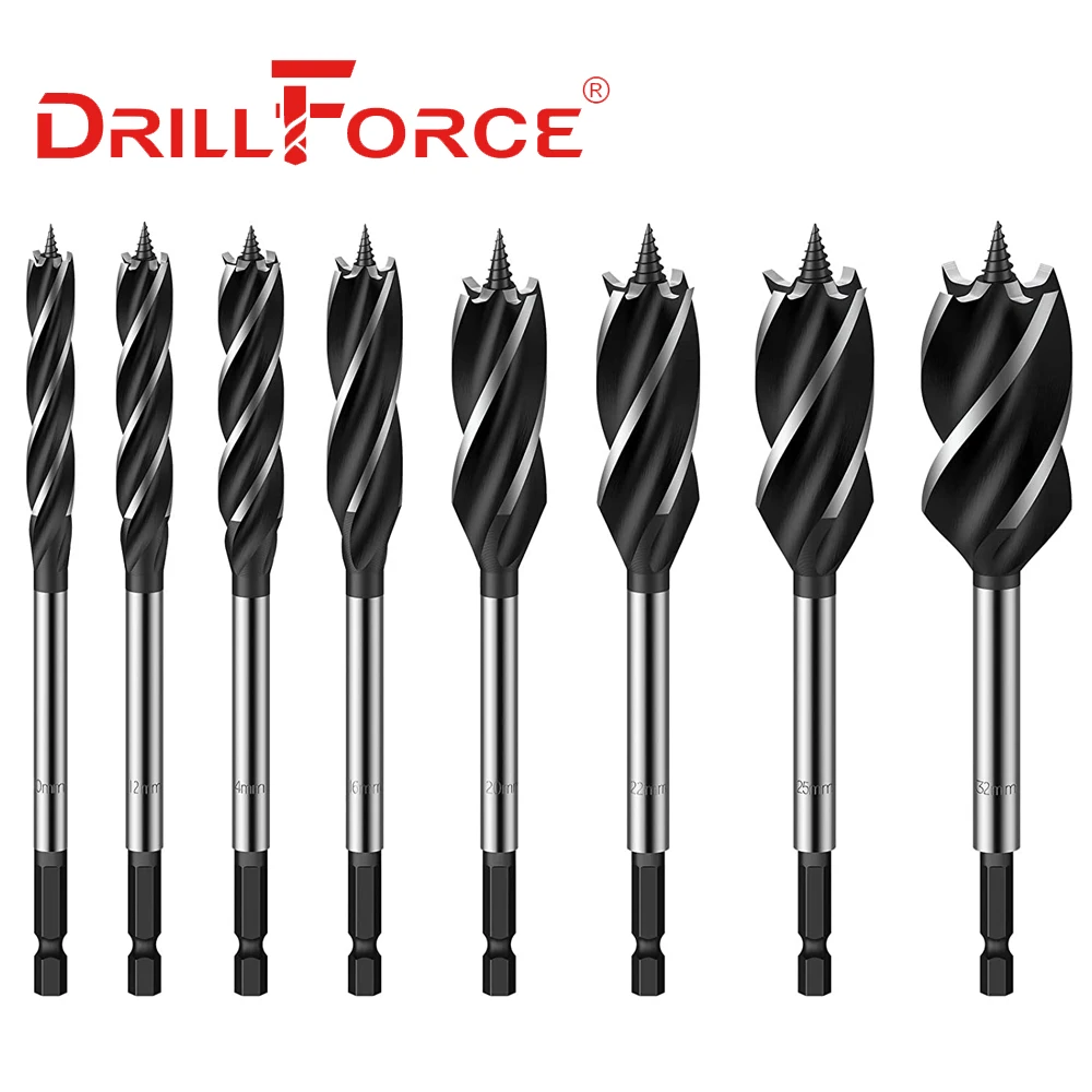 Drillforce 10-35mm drewna świder ślimakowy Bit drewna nudne Hole wycinarka 10/12/14/16/18/19/20/22/25/28/30/32/35mm