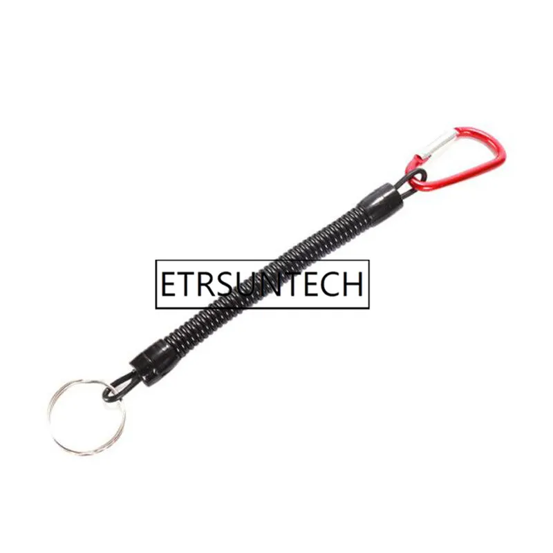 500pcs Retractable Plastic Spring Elastic Rope Security Gear Tool For Outdoor Hiking Camping Anti-lost Keychain Hook