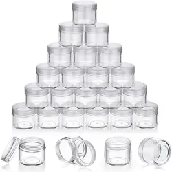 50pcs 20g Empty Clear Plastic Pot Mini Travel Jars with Lids Round Cosmetic Sample Containers for Storage of Creams Lipsticks