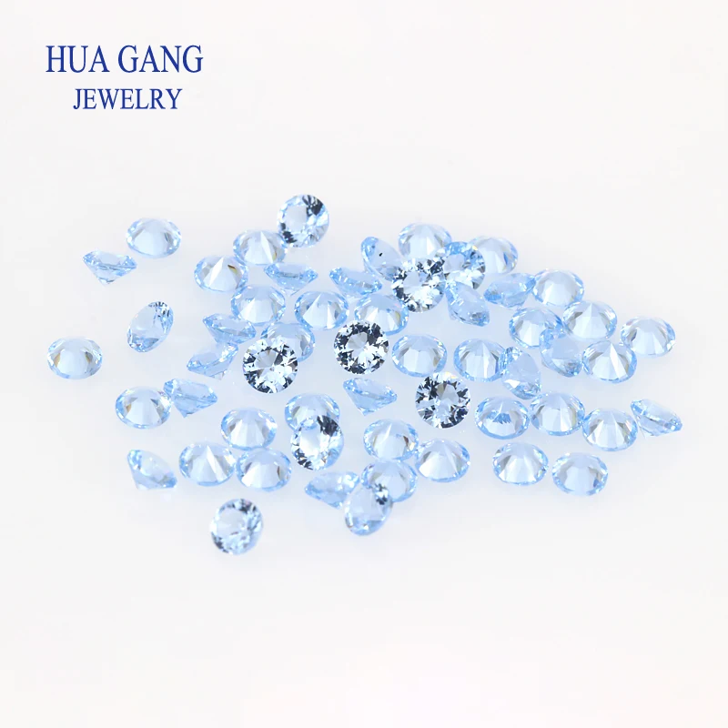 Light Blue144# Nano Stone Round Brilliant Cut Synthetic Gems For Jewelry 0.8~3.0mm