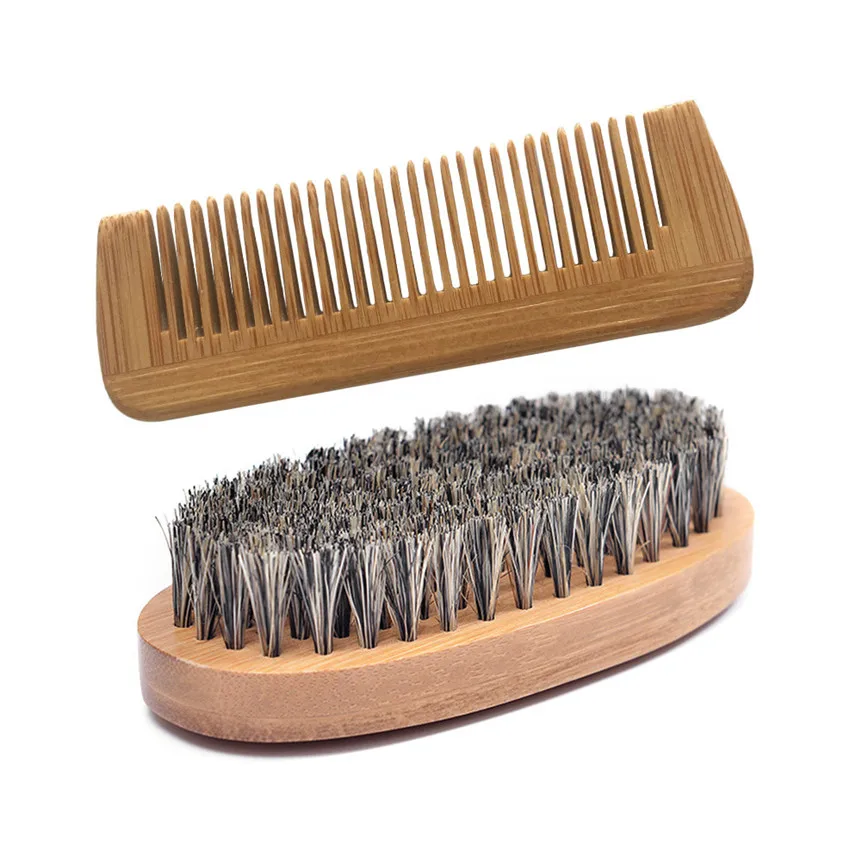 Beard Brush Boar Bristle for Men's Mustache Shaving Comb Face Massage Facial Hair Cleaning Brush Beech Comb Drop Shipping