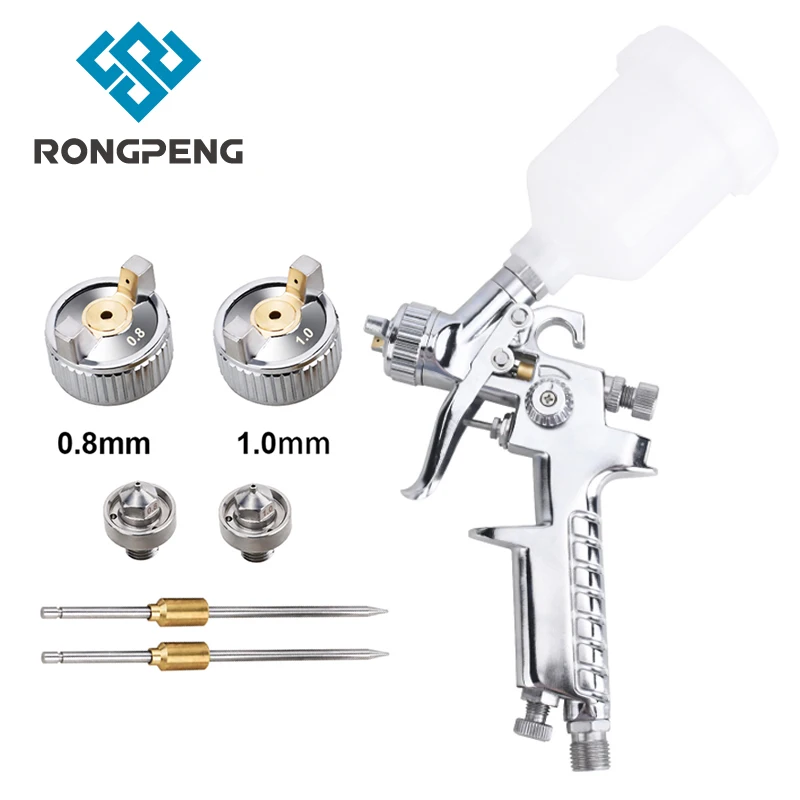 RONGPENG 0.8mm1.0mm Nozzle HVLP Touch Up Spray Gun Pressure Paint Spray For Auto Painting