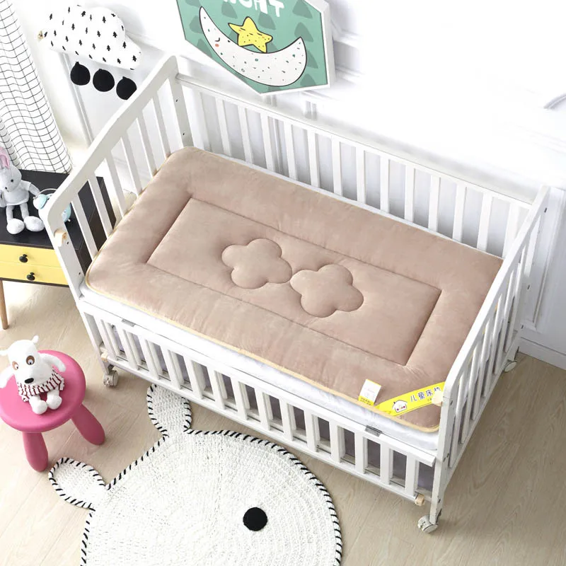 Baby Bed Sheet Warm Thick Breathable Baby Bed Mattress Bedding Velvet Crib Mattress Dual Summer And Winter Soft Newborn Cot Pad