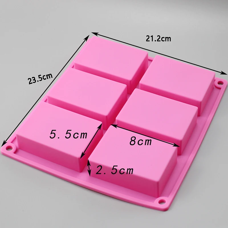 6 Cavity Square Silicone Soap Mold DIY Handmade Soap Cake Fondant Chocolate Form Tray Mould Making Supplies Craft Tool