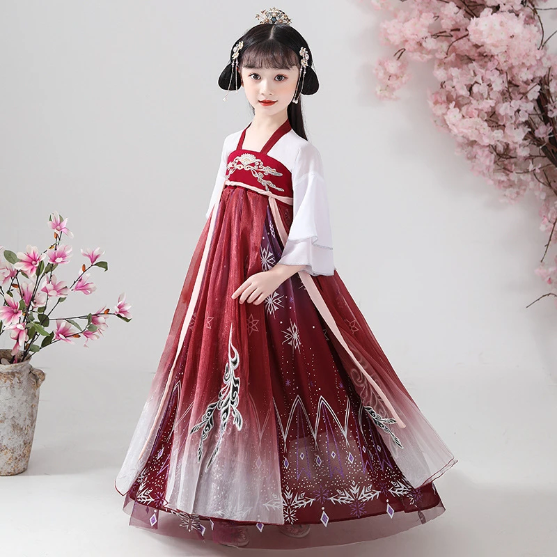 Falda China hanfu para niñas, vestido Retro de estilo Oriental chino, traje Tang para cosplay, vestido de princesa, regalo de Navidad