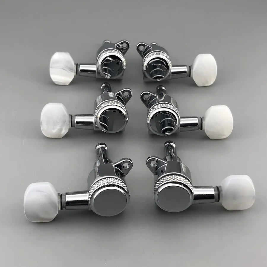 L3 R3 Pearl Button Guitar Locking Machine Heads Tuners M6 SCHALLER TYPE Chrome Brass Gear For JP6 7 Shr ST Guitar Well