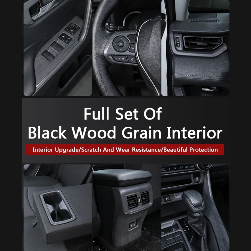 

QHCP Автомобильная внутренняя дверная планка панель Задняя воздушная розетка рамка наклейка черное дерево зерно для Toyota RAV4 2020 аксессуары для интерьера