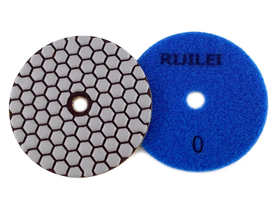 RIJILEI 6 Stück 4 Zoll Trockenpolierpads, flexibles Harz, 100 mm Steinpolierpads für Marmor, Beton, Bodenschleifscheibe – Detail 3