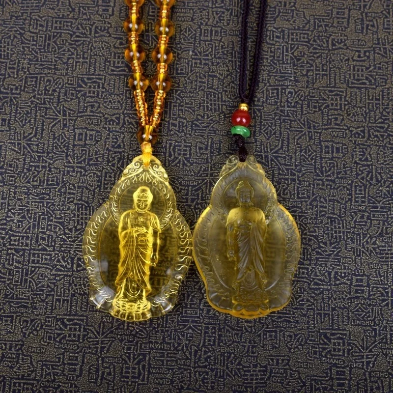 Natural Citrine Hand-carved Guanyin Jade Pendant Fashion Boutique Jewelry Men\'s and Women\'s Topaz Necklace Gift Accessories
