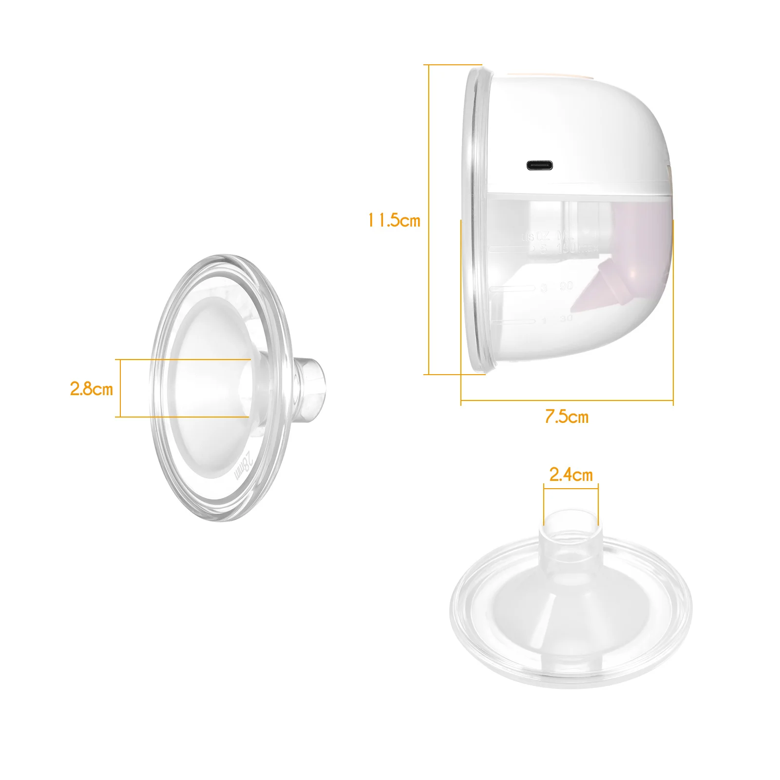 YOUHA YH-7006 전기 유방 펌프, USB 웨어러블, 핸즈프리, 보이지 않는 무소음 유방 펌프, 3 모드, 9 단계, 24mm, 28mm 플랜지, 2 개