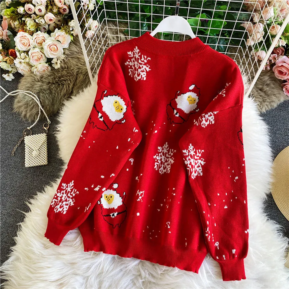 Christmas Knit Sweater Women  Pullover Navidad Couple New Year Women Sweater Autumn Winter Patchwork Sweater