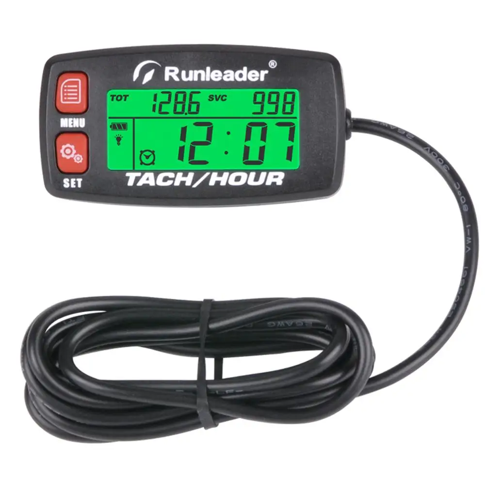 Motorcycle Meter Engine Hour Meter Gauge Alert RPM  Backlit Tachometer Resettable Tacho Hour Meters for ATV  Lawn Mower Red