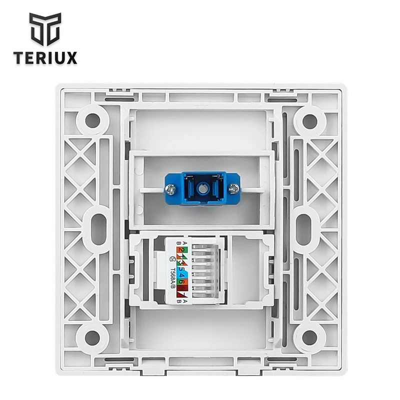 Teriux 86 type twin outlet Wall socket universal fiber optic network built-in socket electrical outlet