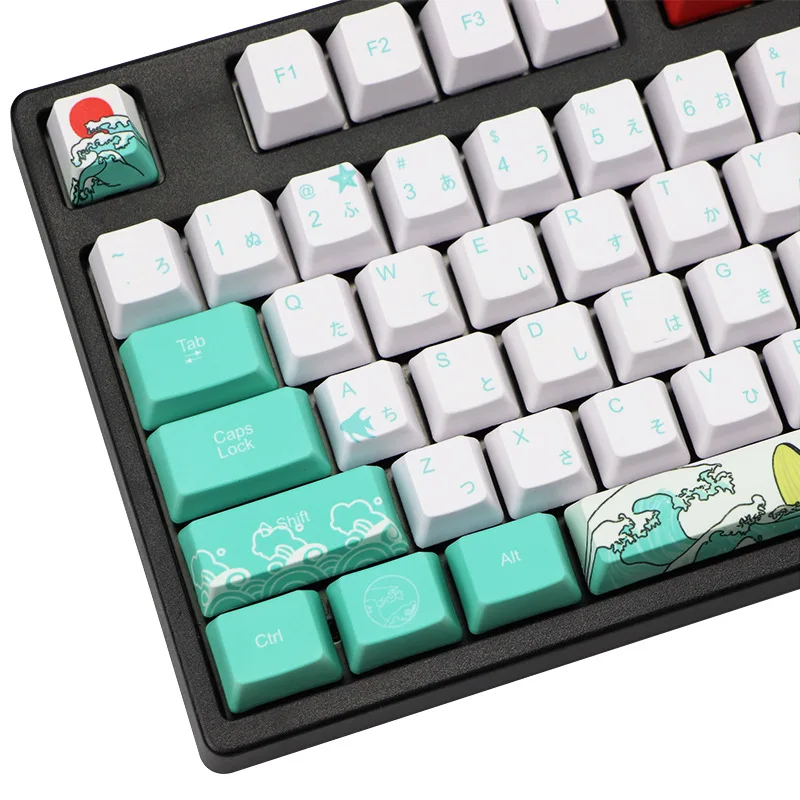 Desain Keren Laut Karang Keycaps Lima Sisi Sublimasi 6.25U Spasi Jepang/Korea/Rusia 110 Kunci Profil OEM