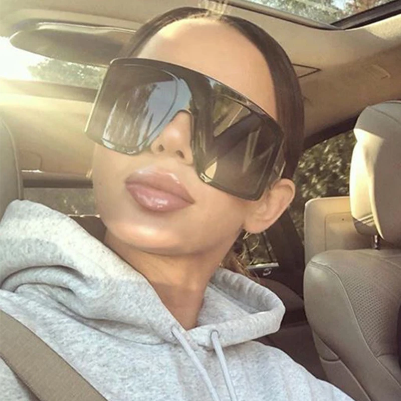 

oversized sunglasses women big frame 2020 Fashion pilot Brand Luxury Flat Top Sun glasses Female Eyewear Shades UV400 Oculos