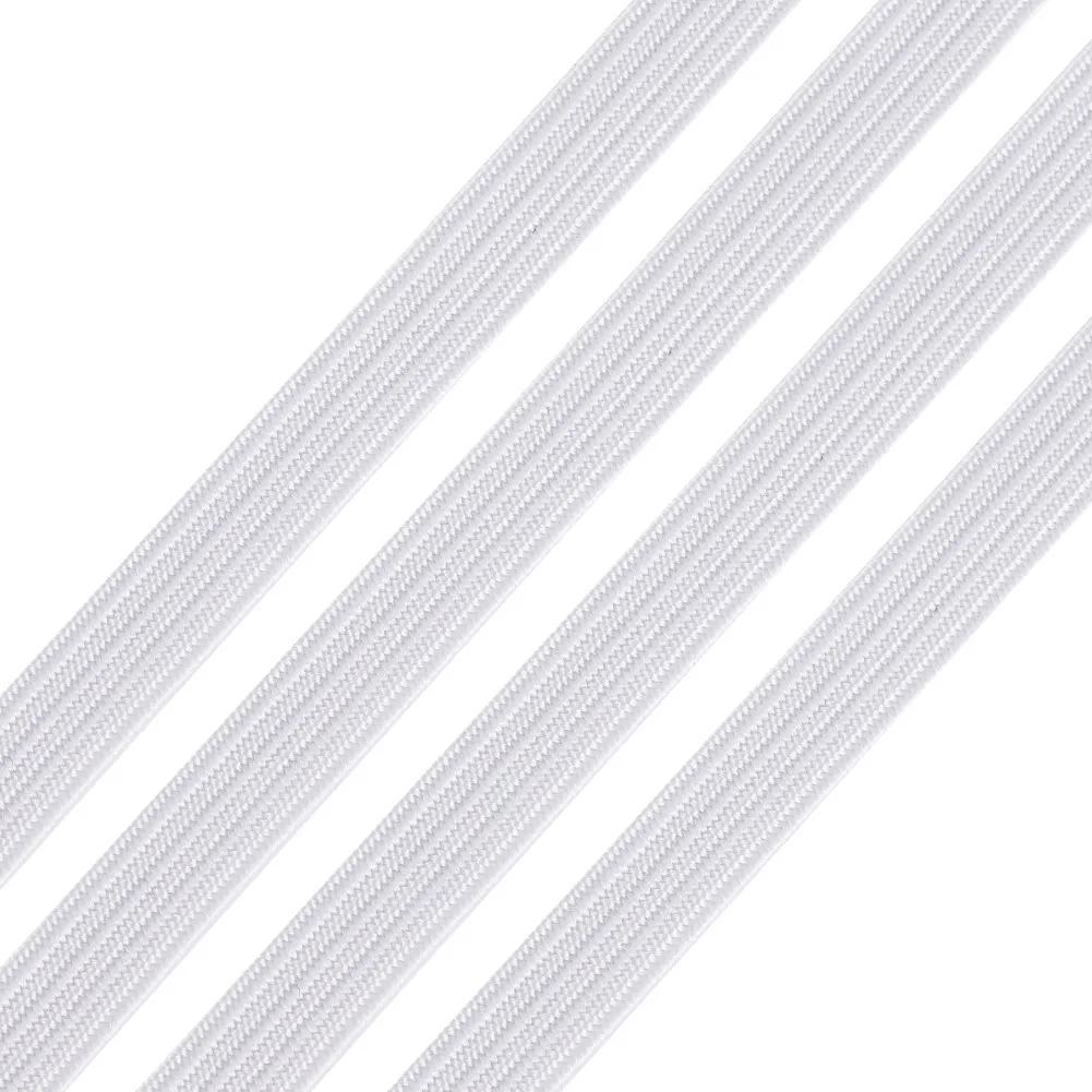 1 Roll 4/5/6/8/10/12/14mm Flat Rubber Elastic Cord Band Masks Rope Stretch for Cloth Garment Sewing Accessories DIY White Black