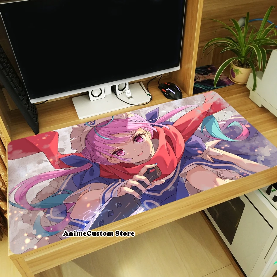 Game Hololive YouTuber Minato Aqua Large Thicken Mouse Pad Laptop Mice Mat Tabletop Keyboard Mat Anti-Slip Playmat Cosplay Gifts