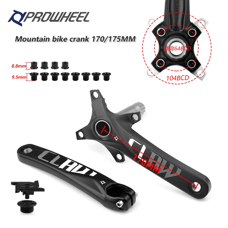 Prowheel MTB Crankset 170 175mm Mountain Bike Sprocket 32 34 36 38 40T Chainring Bicycle Pedivla Crank Arms for Bicycle