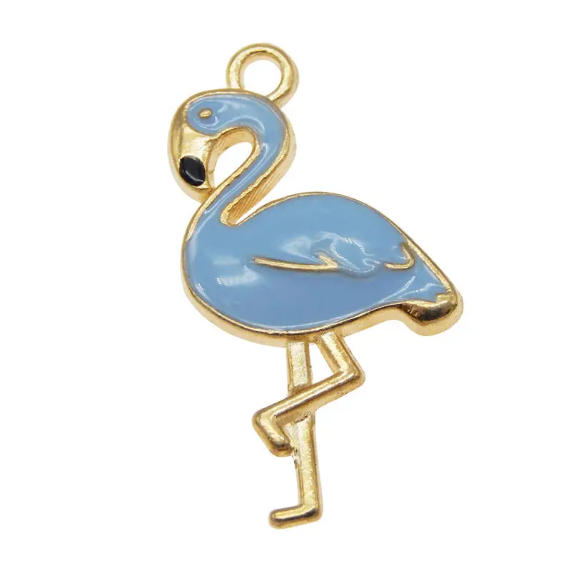 8pcs Mix Color Flamingo Charm smalto ciondolo risultati dei monili collana fatta a mano in lega orecchini da donna accessorio regalo