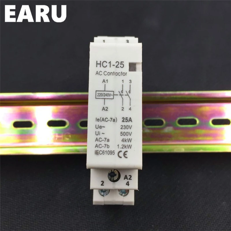 2P 25A 220V/230V 50/60HZ 딘 레일 가정용 AC 접촉기 모듈 1NO 1NC 1NO + 1NC 2NO 2NC 가정용 호텔 조용한 전압 CE