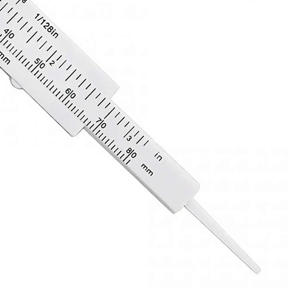 0-80mm Double Scale White Plastic PP Vernier Caliper with White Mini Measurement Tool for Students / Antique Measurement