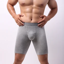 Ropa interior suave de Modal para hombre, Boxershort largo, cápsula para el cuidado del escroto, separación convexa en U, bragas para hombre, calzoncillos Boxer transpirables