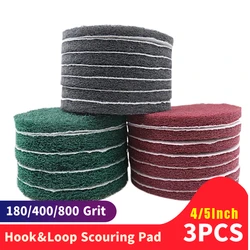 3Pcs 125MM Multi-Purpose Flocking Scouring Pad Round Nonwoven Rust Removal Cloth Flexible for Kitchen Metal Polishing Cleaning