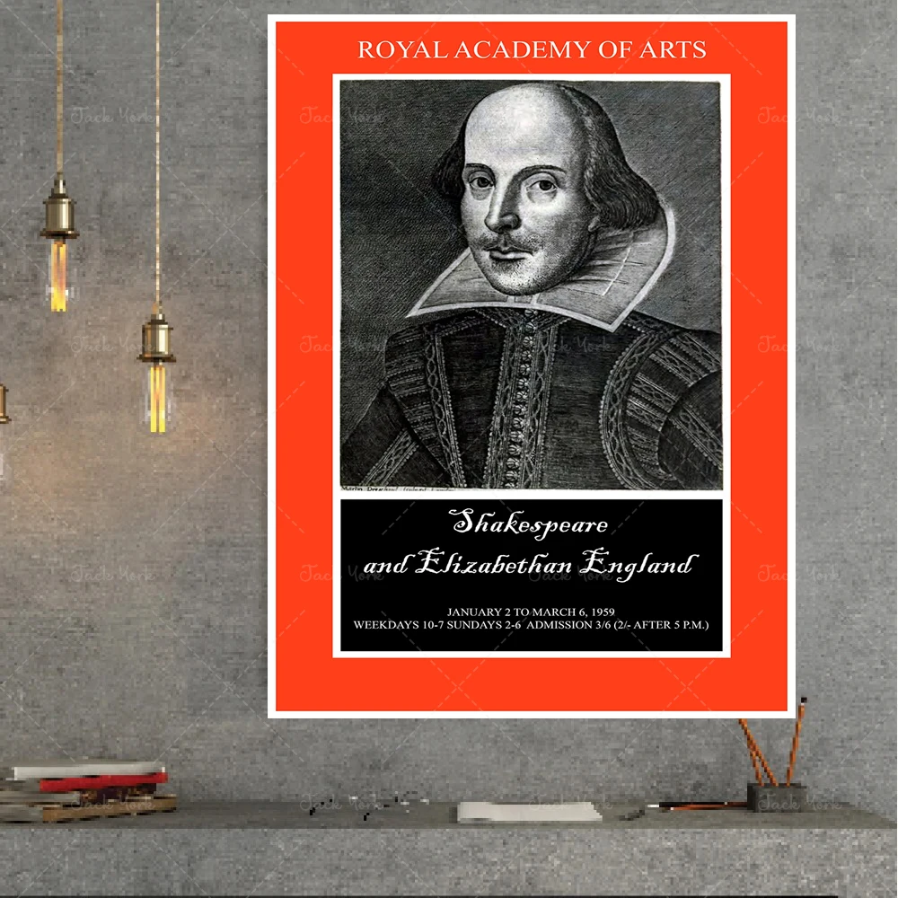 Reprint of a 1959 Vintage Elizabethan Art exhibition Poster featuring Shakespeare