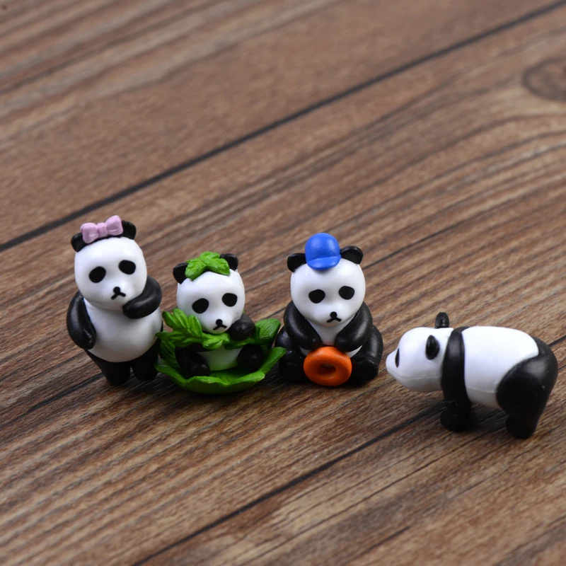 4 pcs set Variety of Cute Pandas Doll Toys Moss Micro Landscape Ornaments Plant Potted Decorative Accessories Wholesale