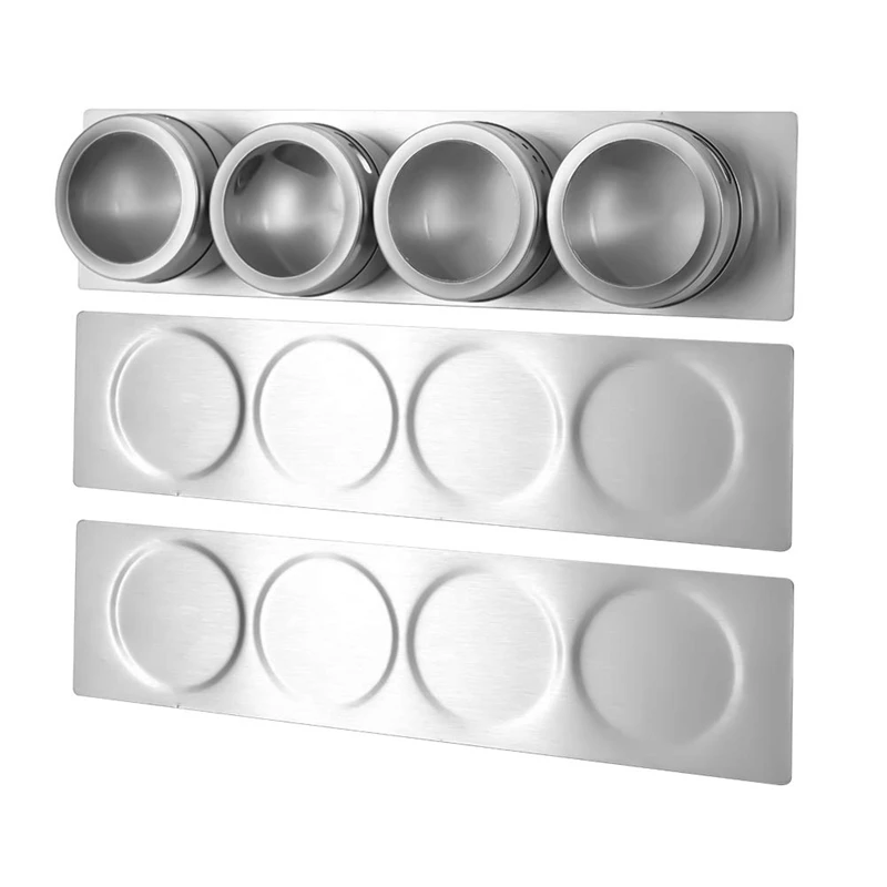 LMETJMA Magnetic Spice Jars Rack Not Included Magnetic Spice Tins Stainless Steel Spice Jars Wall Plate Base KC0292