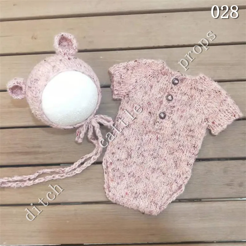 Newborn Photography Props Handmade Knitted Jumpsuit And Teddy Bear Hat