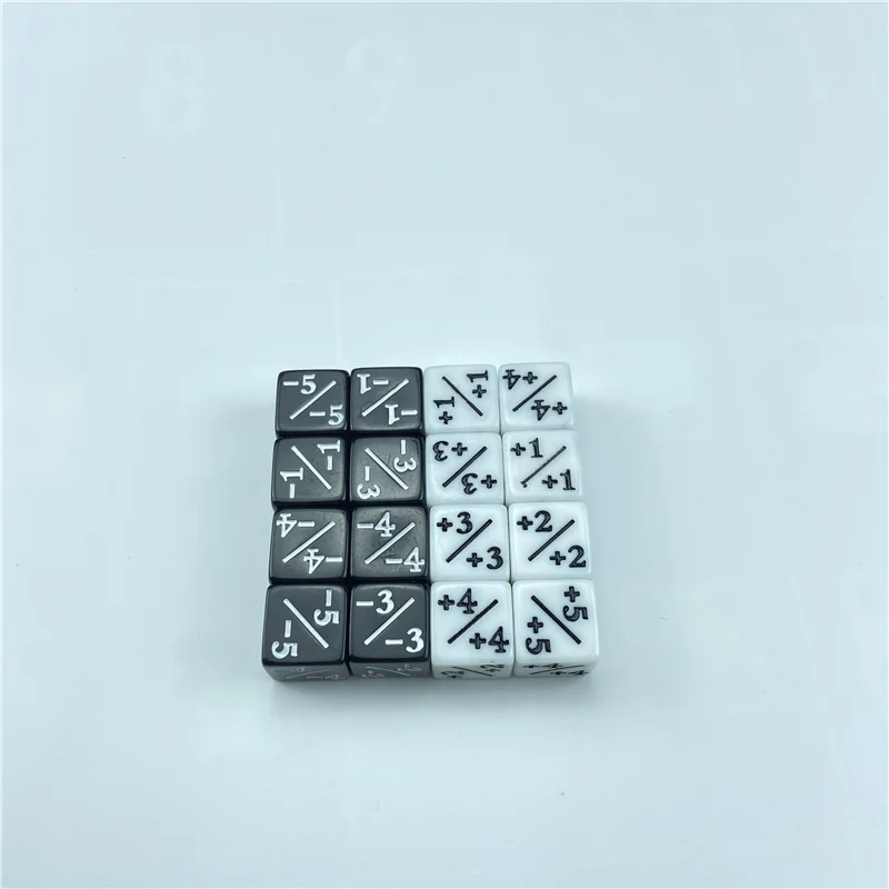 

100/200pcs Dice Counters 5 Positive +1/+1 & 5 Negative -1/-1 For Table Game Funny Dices White Black Teaching