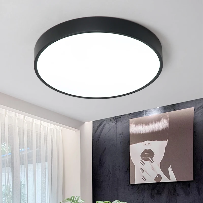 Creative Ultra-thin 5cm LED Round Ceiling Light Dimmable Remote Control Ceiling Lamp white black for Bedroom Kitchen Restaurant