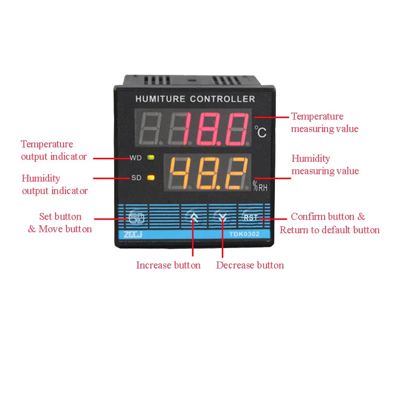 TDK0302 Temperature and humidity controller with DC volltage output SSR output with sensor