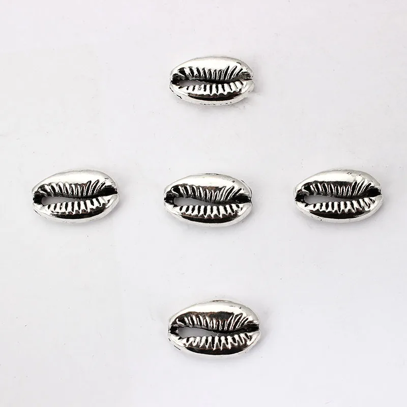 10 pçs concha do mar concha encantos cowrie contas para mulheres jóias fazendo acessórios prata/ouro cor grânulo pulseira brincos material