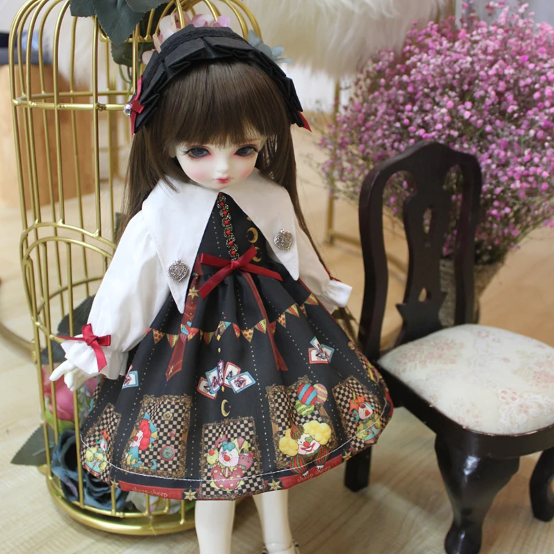 BJD clothes 1/6 cute dress with bowknot 1/4 doll dress + hair band for 1/6 1/4 BJD SD doll Blyth doll accessories doll clothes