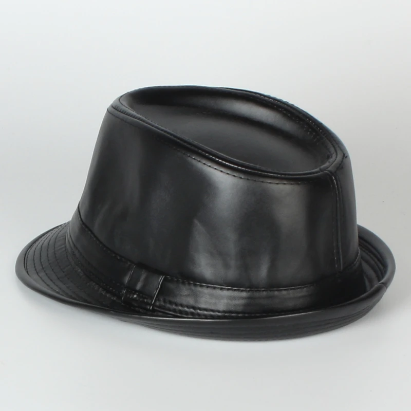 Wholesale Fashion simple PU hats new autumn and winter PU leather fedora hat for women and men