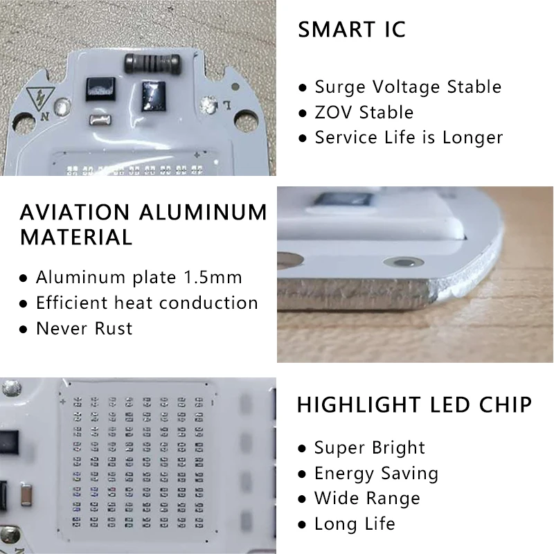 AC 110V 220V LED Chip 50W COB Chip No Need Driver Lamp Beads for Flood Light Spotlight Lamp DIY Red Green Blue White Lighting