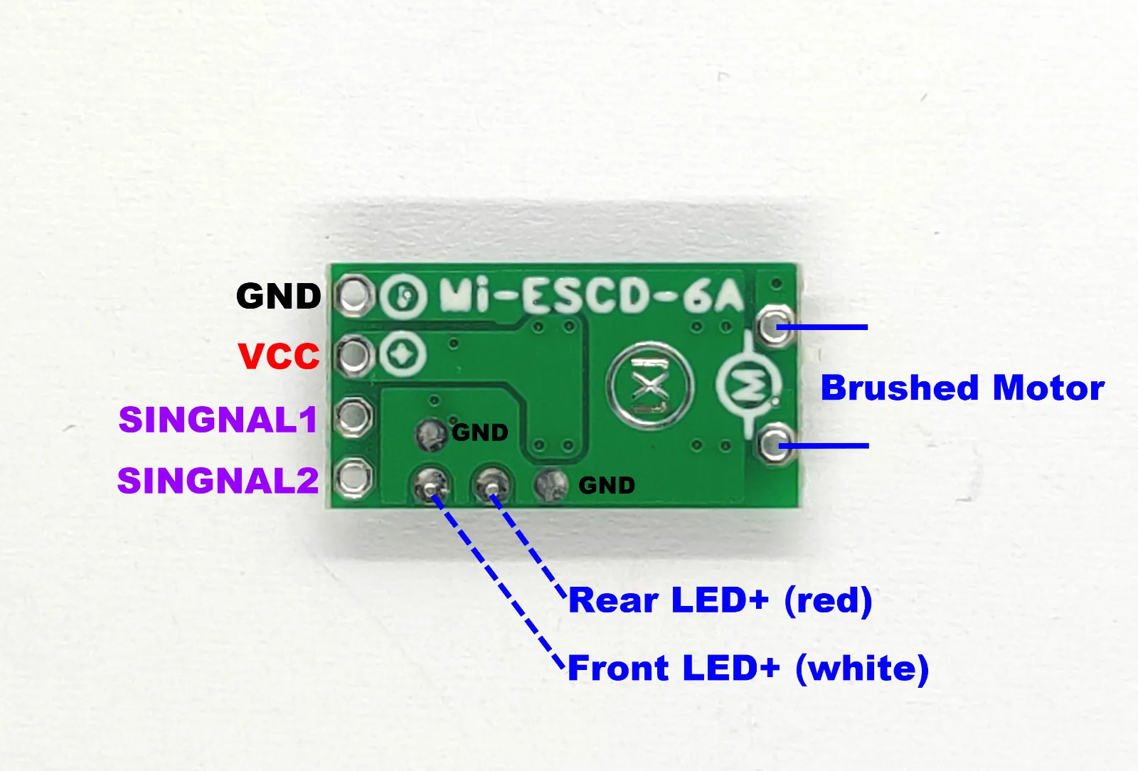 DasMikro Das87 1S6A Micro Bi-Directional Brushed ESC With Front/Rear Light Control