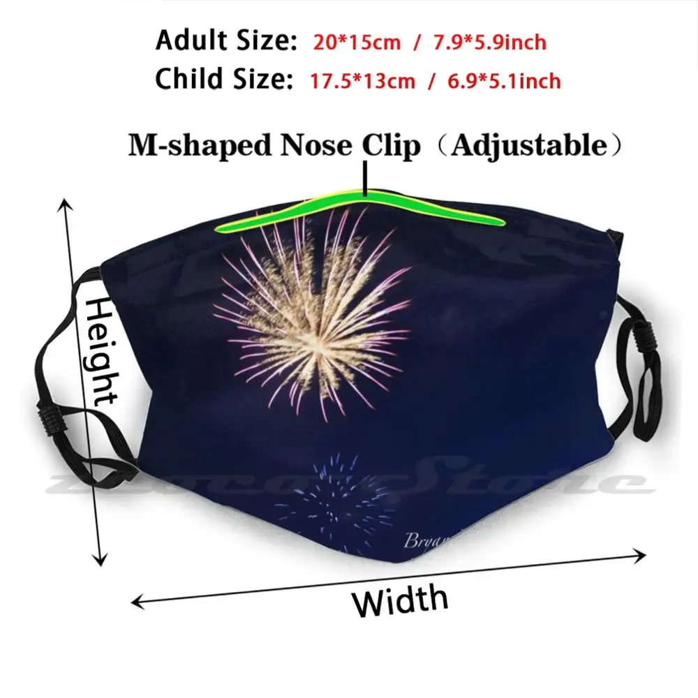 Fireworks In Maryland Custom Pattern Washable Filter Pm2.5 Adult Kids Mask Fireworks Maryland
